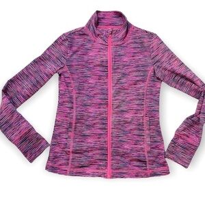 Ideology Neon pink full zip lightweight jacket pockets thumb holes Medium